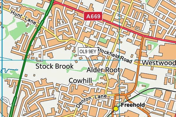 OL9 9EY map - OS VectorMap District (Ordnance Survey)