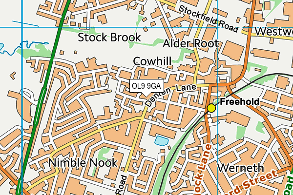 OL9 9GA map - OS VectorMap District (Ordnance Survey)