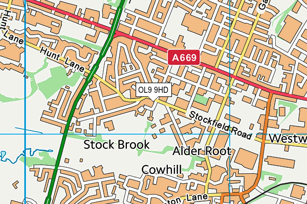 OL9 9HD map - OS VectorMap District (Ordnance Survey)