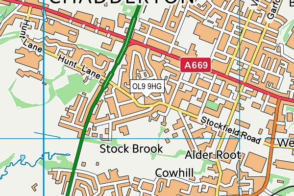 OL9 9HG map - OS VectorMap District (Ordnance Survey)