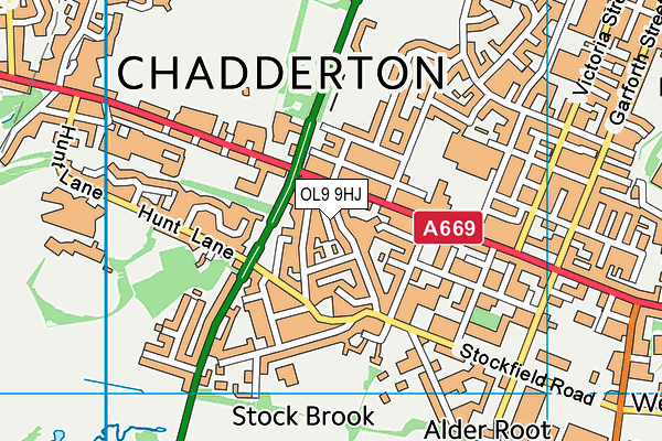 OL9 9HJ map - OS VectorMap District (Ordnance Survey)