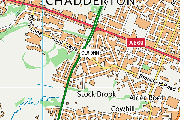 OL9 9HN map - OS VectorMap District (Ordnance Survey)