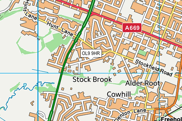 OL9 9HR map - OS VectorMap District (Ordnance Survey)