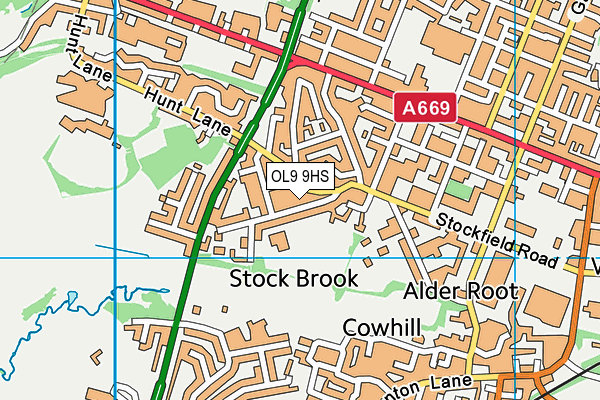 OL9 9HS map - OS VectorMap District (Ordnance Survey)