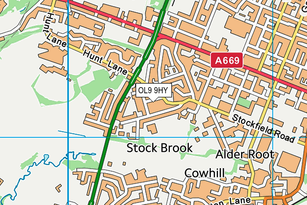 OL9 9HY map - OS VectorMap District (Ordnance Survey)