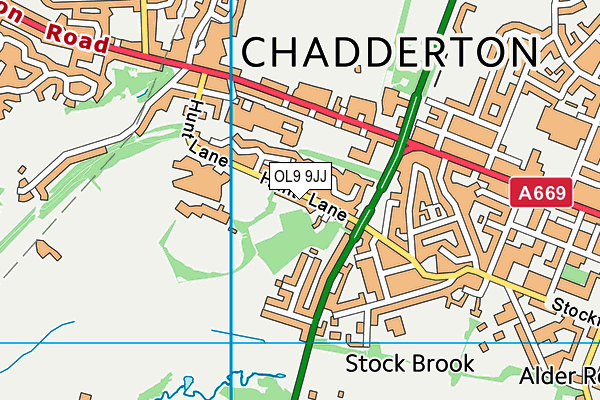 OL9 9JJ map - OS VectorMap District (Ordnance Survey)