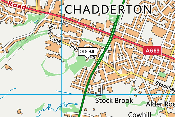 OL9 9JL map - OS VectorMap District (Ordnance Survey)