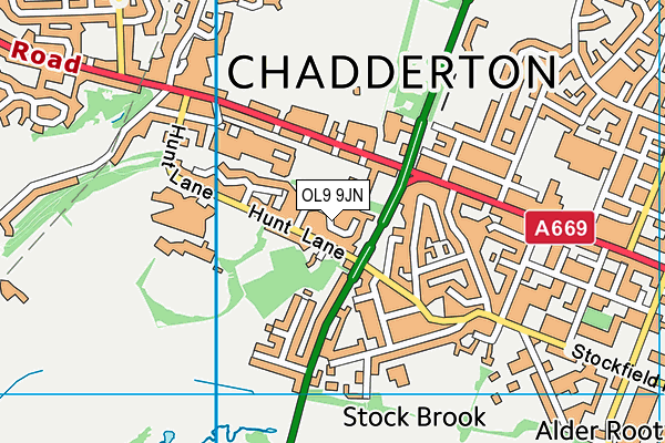 OL9 9JN map - OS VectorMap District (Ordnance Survey)