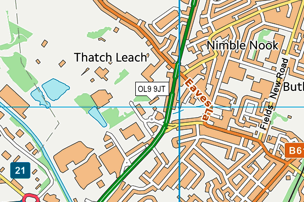 OL9 9JT map - OS VectorMap District (Ordnance Survey)