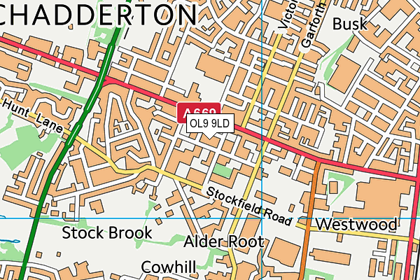 OL9 9LD map - OS VectorMap District (Ordnance Survey)