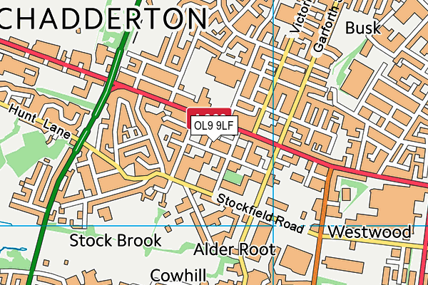 OL9 9LF map - OS VectorMap District (Ordnance Survey)