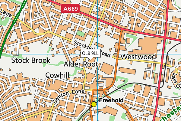 OL9 9LL map - OS VectorMap District (Ordnance Survey)