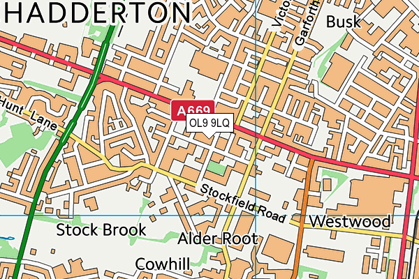 OL9 9LQ map - OS VectorMap District (Ordnance Survey)