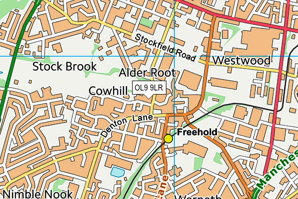 OL9 9LR map - OS VectorMap District (Ordnance Survey)