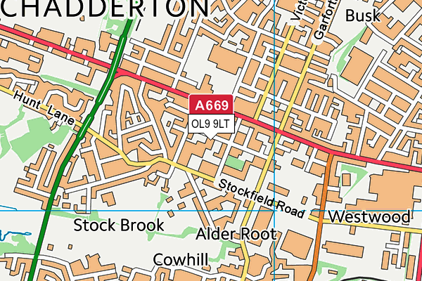 OL9 9LT map - OS VectorMap District (Ordnance Survey)