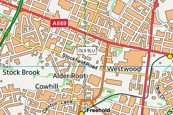 OL9 9LU map - OS VectorMap District (Ordnance Survey)