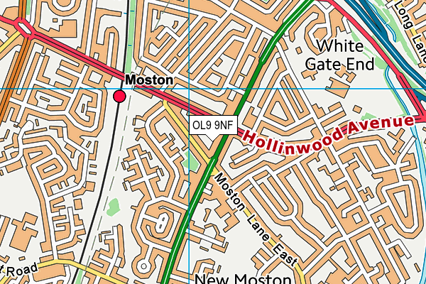 OL9 9NF map - OS VectorMap District (Ordnance Survey)