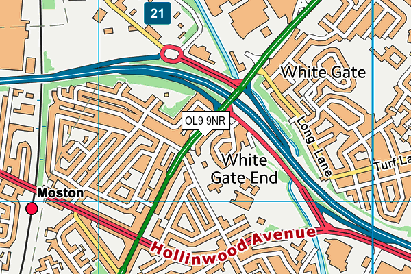 OL9 9NR map - OS VectorMap District (Ordnance Survey)