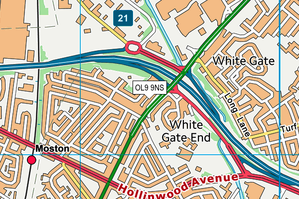 OL9 9NS map - OS VectorMap District (Ordnance Survey)