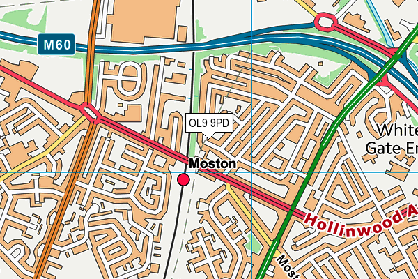 OL9 9PD map - OS VectorMap District (Ordnance Survey)