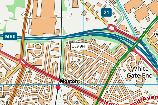 OL9 9PF map - OS VectorMap District (Ordnance Survey)