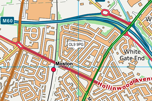 OL9 9PG map - OS VectorMap District (Ordnance Survey)