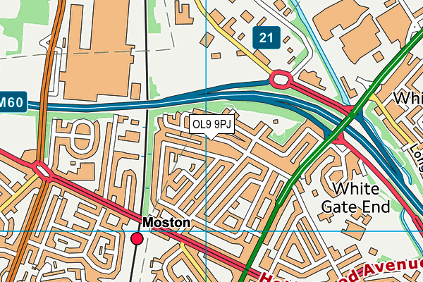 OL9 9PJ map - OS VectorMap District (Ordnance Survey)