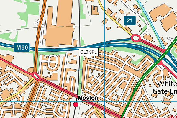 OL9 9PL map - OS VectorMap District (Ordnance Survey)