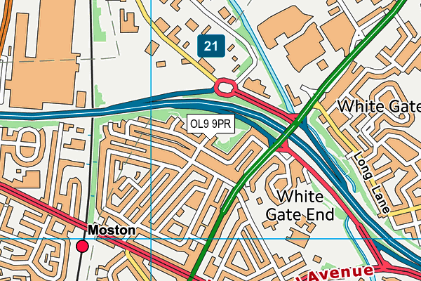 OL9 9PR map - OS VectorMap District (Ordnance Survey)