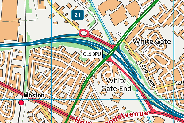 OL9 9PU map - OS VectorMap District (Ordnance Survey)