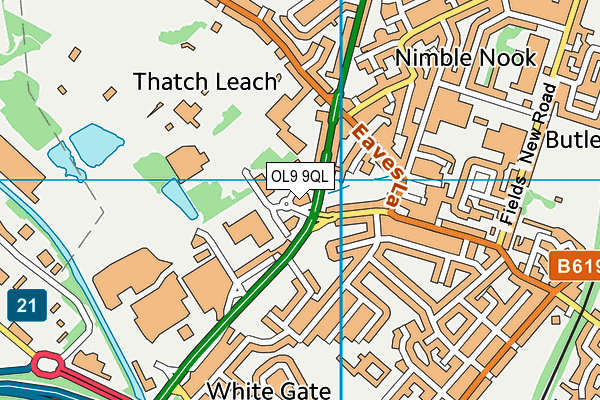 OL9 9QL map - OS VectorMap District (Ordnance Survey)