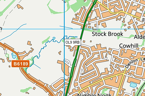 OL9 9RB map - OS VectorMap District (Ordnance Survey)