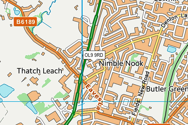 OL9 9RD map - OS VectorMap District (Ordnance Survey)