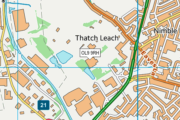 OL9 9RH map - OS VectorMap District (Ordnance Survey)