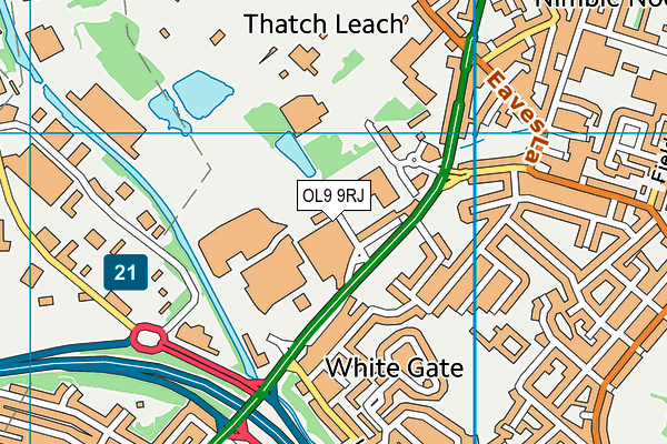 OL9 9RJ map - OS VectorMap District (Ordnance Survey)