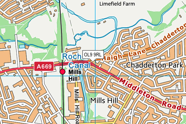 OL9 9RL map - OS VectorMap District (Ordnance Survey)