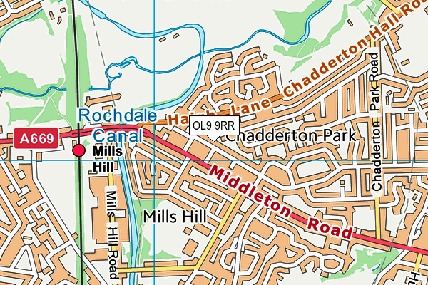 OL9 9RR map - OS VectorMap District (Ordnance Survey)