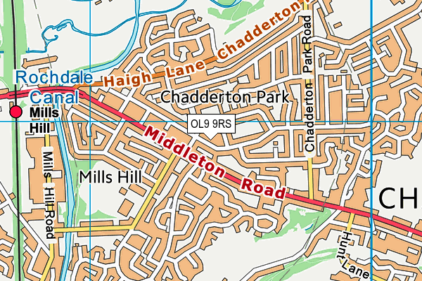 OL9 9RS map - OS VectorMap District (Ordnance Survey)