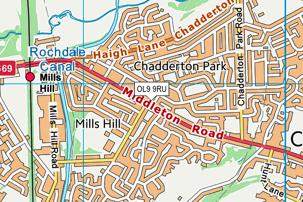 OL9 9RU map - OS VectorMap District (Ordnance Survey)