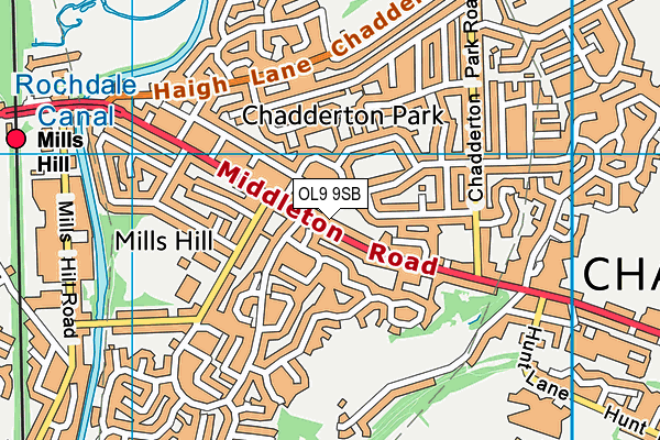 OL9 9SB map - OS VectorMap District (Ordnance Survey)