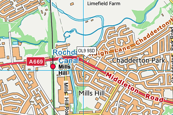 OL9 9SD map - OS VectorMap District (Ordnance Survey)