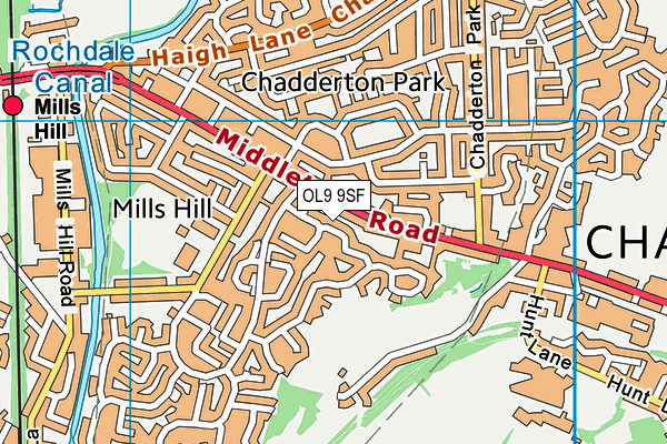 OL9 9SF map - OS VectorMap District (Ordnance Survey)