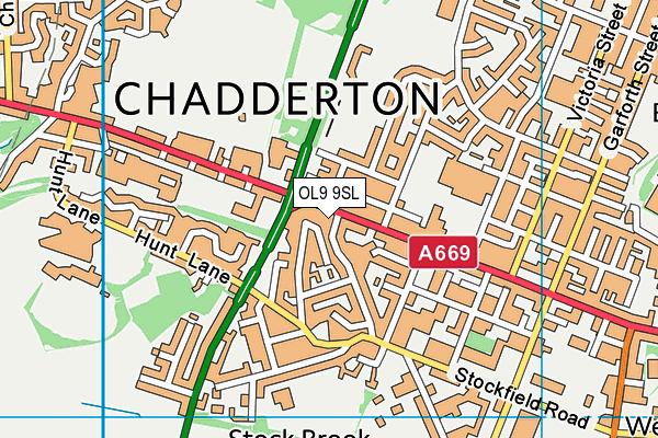 OL9 9SL map - OS VectorMap District (Ordnance Survey)