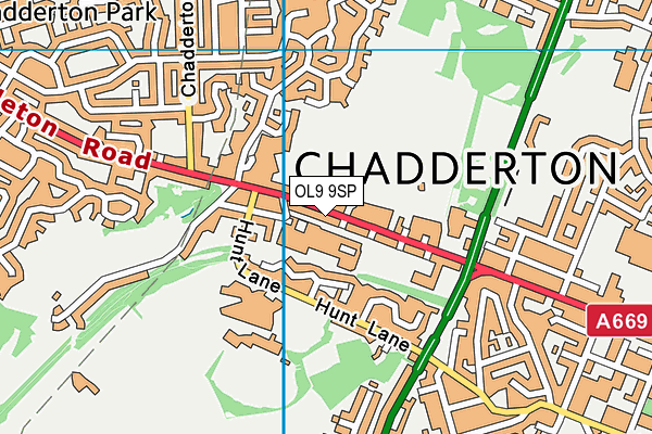 OL9 9SP map - OS VectorMap District (Ordnance Survey)