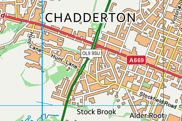 OL9 9SU map - OS VectorMap District (Ordnance Survey)