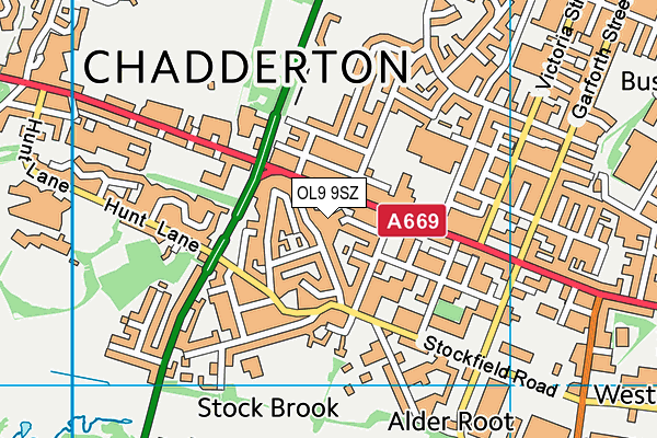 OL9 9SZ map - OS VectorMap District (Ordnance Survey)