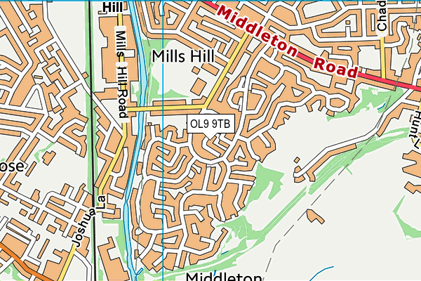 OL9 9TB map - OS VectorMap District (Ordnance Survey)