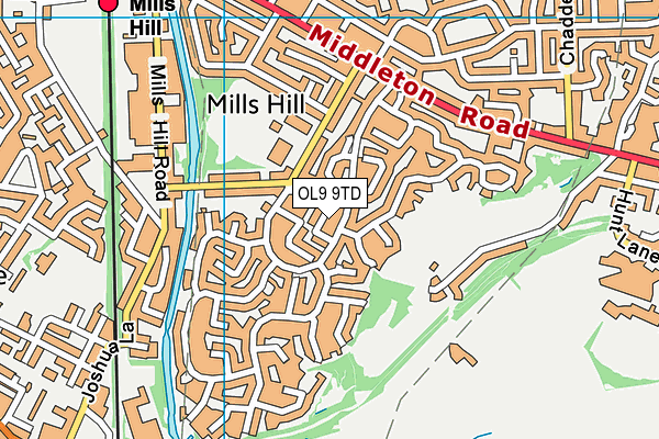 OL9 9TD map - OS VectorMap District (Ordnance Survey)