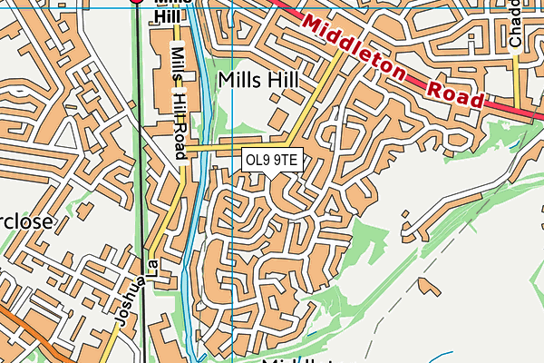 OL9 9TE map - OS VectorMap District (Ordnance Survey)