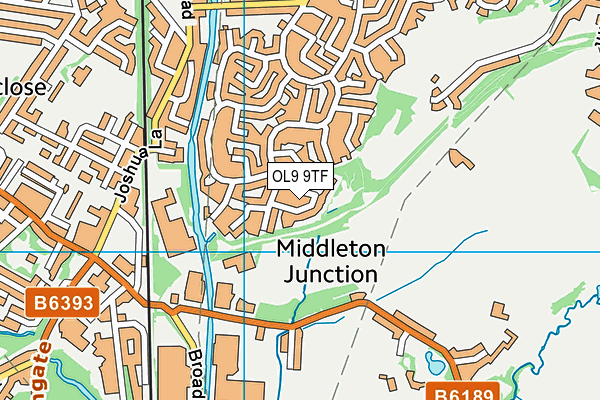 OL9 9TF map - OS VectorMap District (Ordnance Survey)
